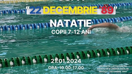 "Cupa 22 Decembrie`89" la nataţie, duminică, la Bazinul Olimpic din Brașov