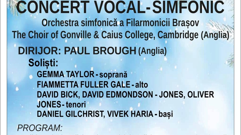 Corul Colegiului Gonville and Caius, în concert la Filarmonica Brașov