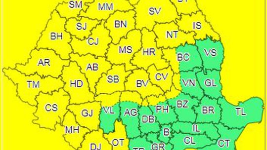 Cod Galben de manifestări şi instabilitate atmosferică temporar accentuată