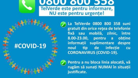 A fost deschisă linia Telverde la care se pot afla informaţii despre coronavirus