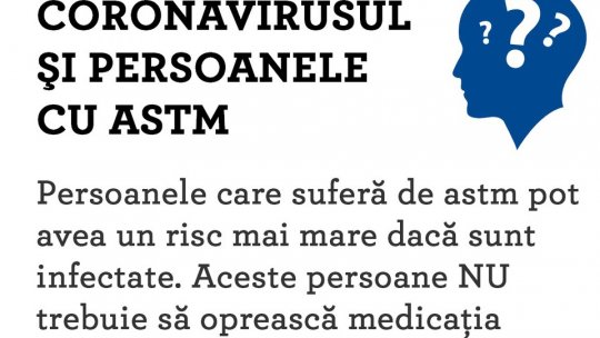 Astmaticii prezintă risc mai mare de a dezvolta forme complicate ale infecției cu coronavirus