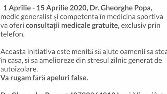 Gheorghe Popa, medicul echipei Sepsi Sf Gheorghe, a inițiat campania "Întreabă gratuit un medic"
