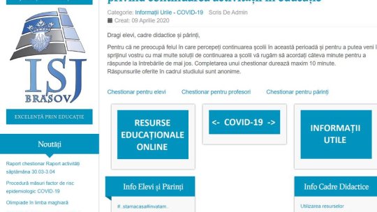 Inspectoratul Școlar Brașov ne invită să spunem cum vrem să fie anul școlar în curs