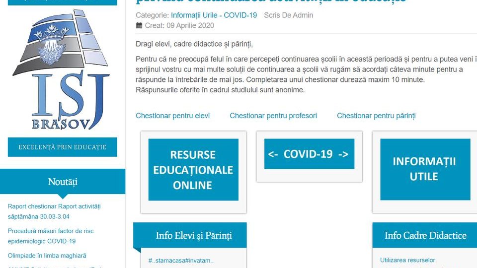 Inspectoratul Școlar Brașov ne invită să spunem cum vrem să fie anul școlar în curs