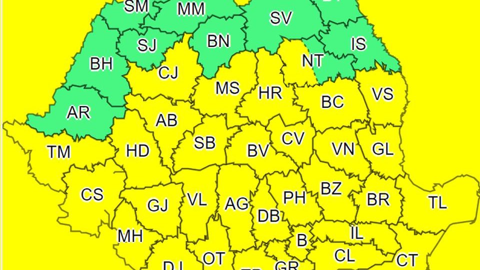 Cod galben de instabilitate atmosferică temporar accentuată, de mâine, la Brașov