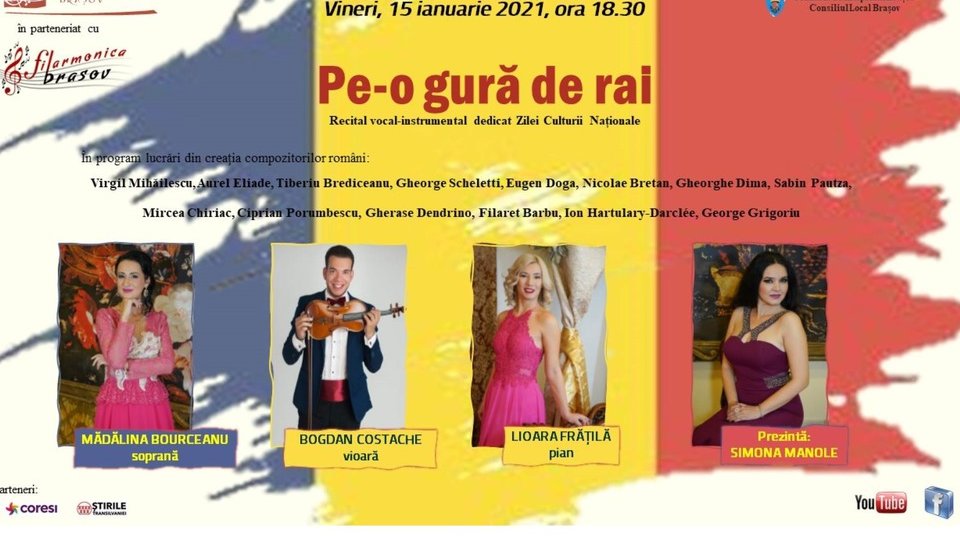 Recital 100% românesc, de Ziua Culturii Naționale, online, pe pagina Operei Brașov