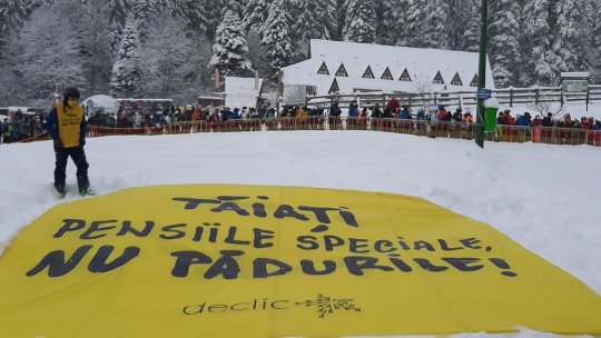 Protest al Asociației Declic, pe pârtie