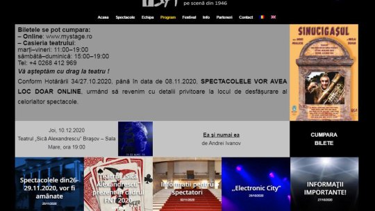 Trei spectacole online în această săptămână la Teatrul "Sică Alexandrescu"