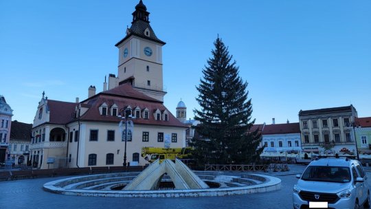 Bradul de Crăciun a fost adus aseară în Piața Sfatului