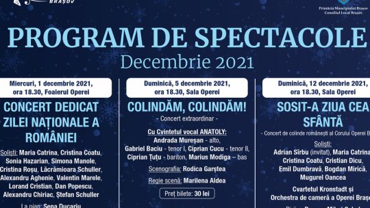 Miercuri seara, concert dedicat Zilei Naționale a României, la Opera Brașov