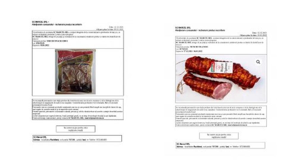 Tone de mușchi țigănesc și urechi de porc contaminate cu bacteria Listeria, retrase de la comercializare