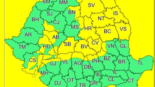 Cod galben de ninsori la Brașov, de marți