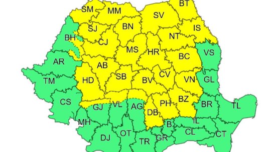 Cod galben, la Brașov. Averse cu caracter torențial, intensificări ale vântului