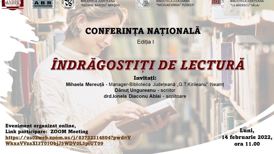 Biblioteca Județeană George Barițiu va coordona online prima ediție a conferinței "Îndrăgostiți de lectură"