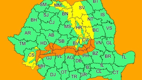 Avertizări cod portocaliu și galben de viscol și intensificări ale vântului, în județ