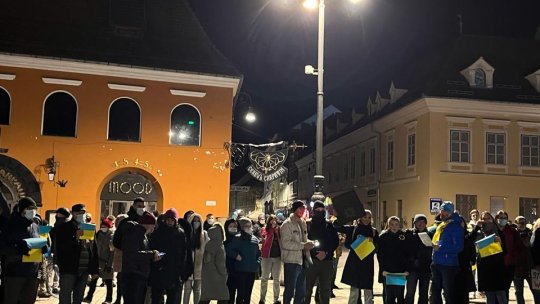 VIDEO. Brașovul pentru Ucraina. Sute de persoane au protestat în inima orașului