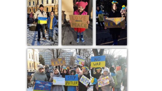 Acțiune de solidaritate cu poporul ucrainean. Zeci de persoane s-au adunat în această seară la Primăria Brașov (VIDEO)