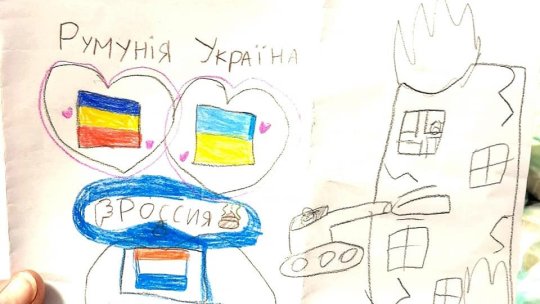 Steaguri și tancuri în desenele micuților ucraineni refugiați la Făgăraș