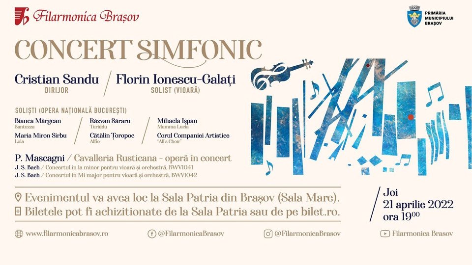"Cavalleria Rusticana" - concert special între sărbătorile pascale, joi, la Filarmonică