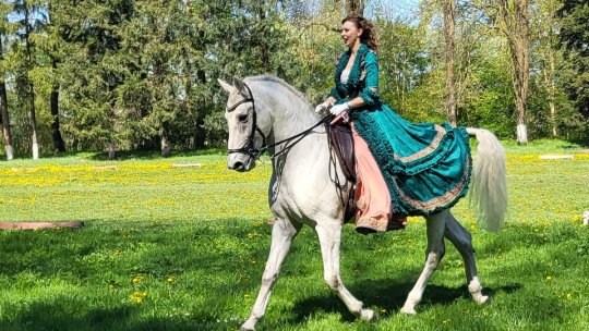 Spectacol ecvestru de excepție, la herghelia de lipițani de la Sâmbăta de Jos