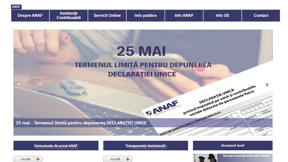 Declarația unică se depune până la 25 mai, inclusiv