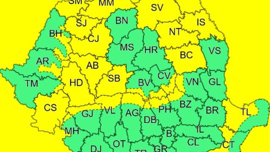 Cod galben de averse și intensificări ale vântului, în județ