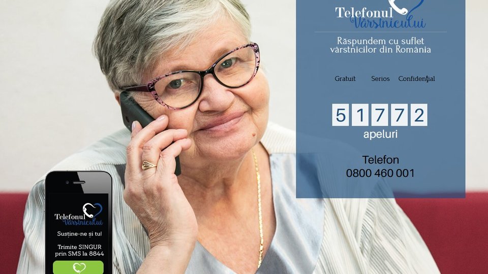 Telefonul Vârstnicului, un proiect unic, în sprijinul seniorilor din România