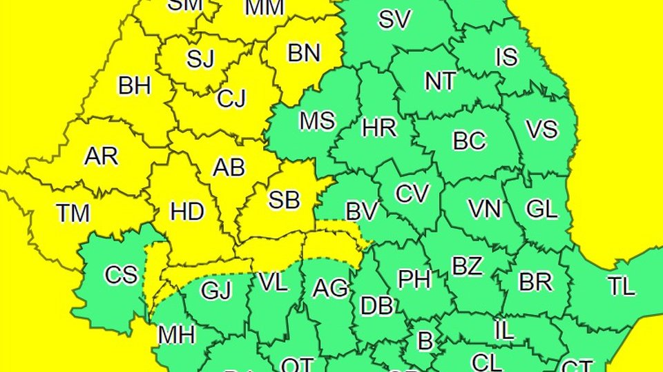 Cod galben de vreme rea, în județ