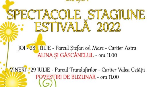 Teatru în aer liber pentru copii, de mâine, la Brașov