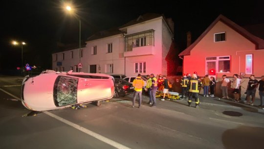 Mașină răsturnată pe Nicolae Titulescu