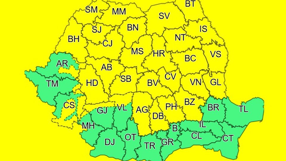 Cod galben de averse, la Brașov