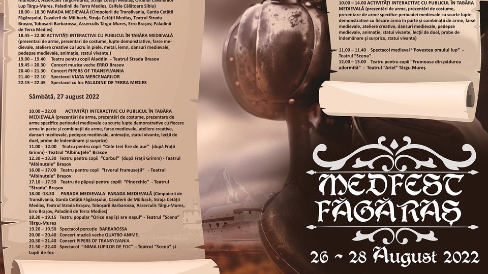 Acrobații cu foc la prima ediție a Festivalului Medieval MedFest Făgăraș