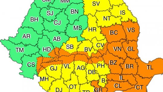 Cod portocaliu și galben de vreme severă