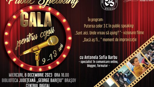 Gală de public speaking dedicată copiilor, la Biblioteca Județeană