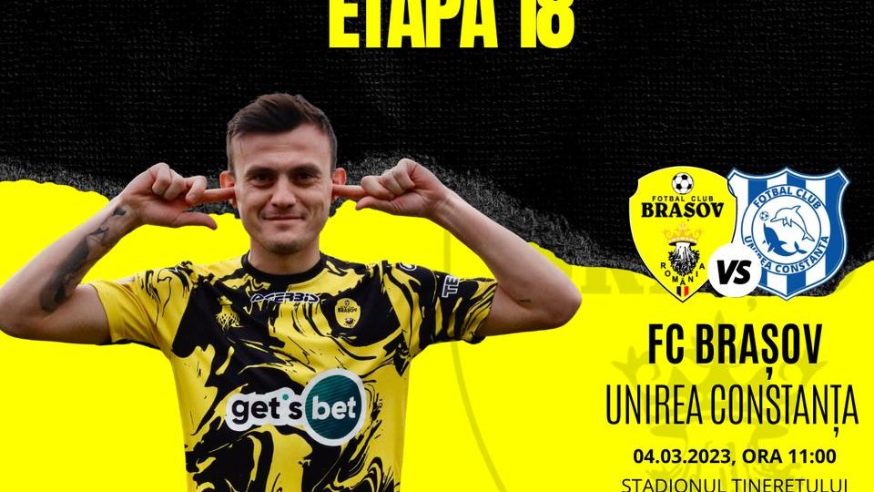 FC Brașov " Unirea Constanța, sâmbătă, în penultima etapă a sezonului regulat din Liga a doua