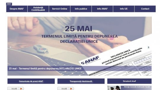 Declarația unică se depune până la data de 25 mai