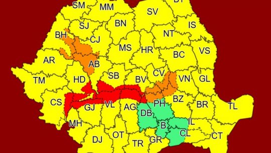 Cod galben de intensificări ale vântului, în județ. Coduri roșu și portocaliu pentru zona montană