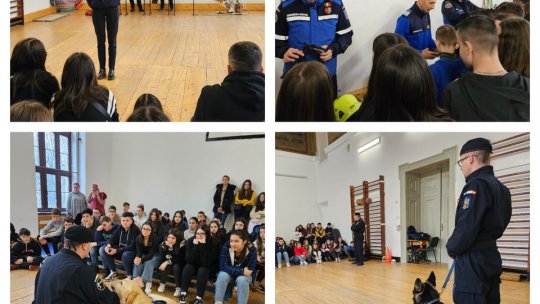 "Jandarmi" necuvântători, oaspeți ai elevilor din Cristian