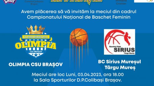 Olimpia CSU Braşov va întâlni, luni, pe BC Sirius Târgu Mureş