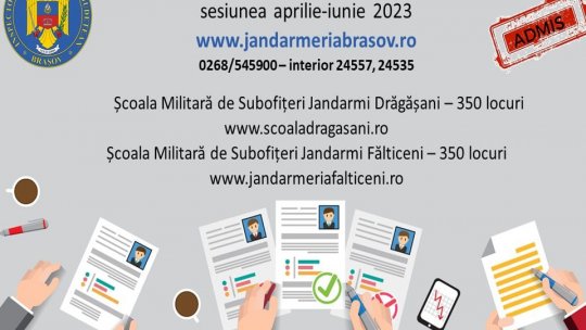 Au început înscrierile, sute de locuri disponibile la școlile militare pentru jandarmi