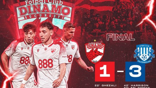 În play-off-ul Ligii a doua de fotbal, Dinamo București a pierdut meciul cu Politehnica Iaşi