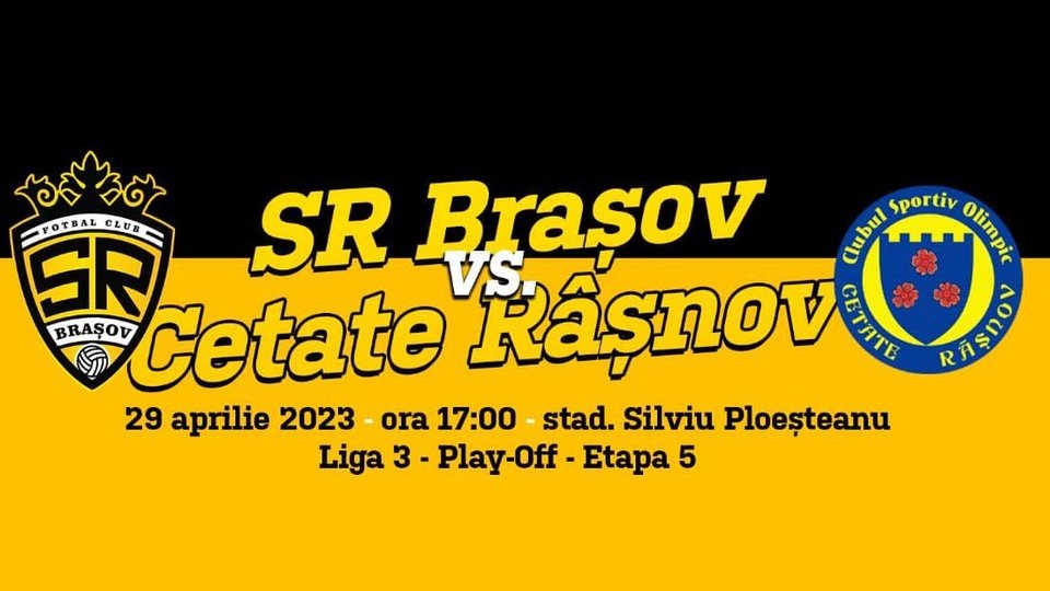 Duel brașovean, în weekend, pe Tineretului. SR Brașov întâlnește Olimpic Cetate Râșnov