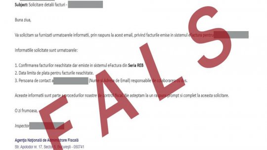 ATENȚIE! Mesaje false trimise în numele ANAF