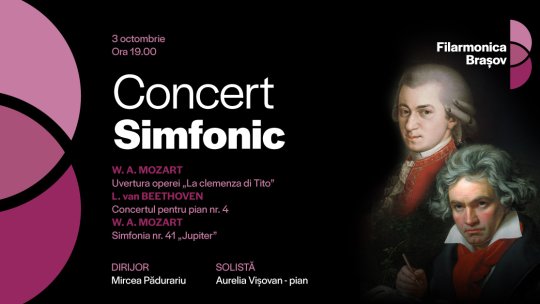 Concert simfonic cu muzică de Mozart și Beethoven, joi seară, la Filarmonica Brașov
