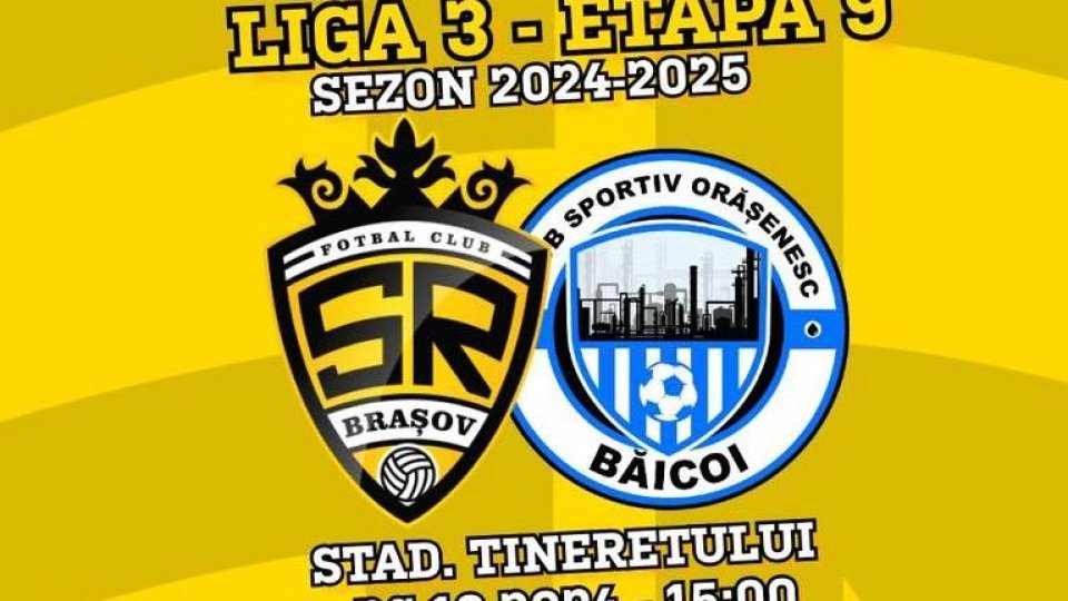 Fotbal: SR Brașov, meci cu liderul, pe Stadionul Tineretului