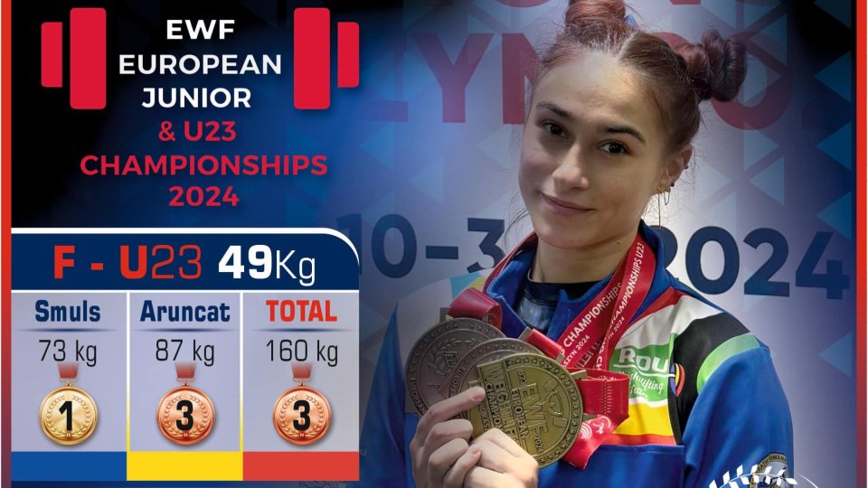 Haltere: Cosmina Pană a cucerit trei medalii în prima zi a Campionatelor Europene de haltere pentru juniori şi tineret