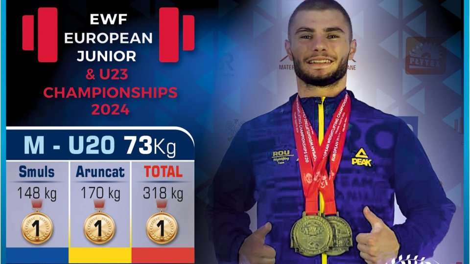 Haltere. Tiberiu Donose, 3 medalii de aur la Campionatele Europene de haltere pentru juniori şi tineret