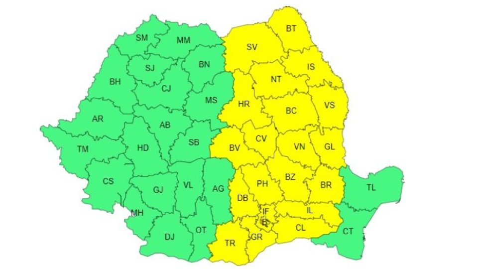 Cod galben de vânt puternic şi ploi torenţiale, până duminică seara, în jumătate din ţară