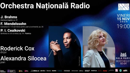 Dirijorul american Roderick Cox și pianista Alexandra Silocea, la Sala Radio