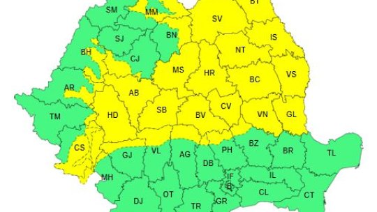 Un nou COD GALBEN de ninsori, ploi și viscol